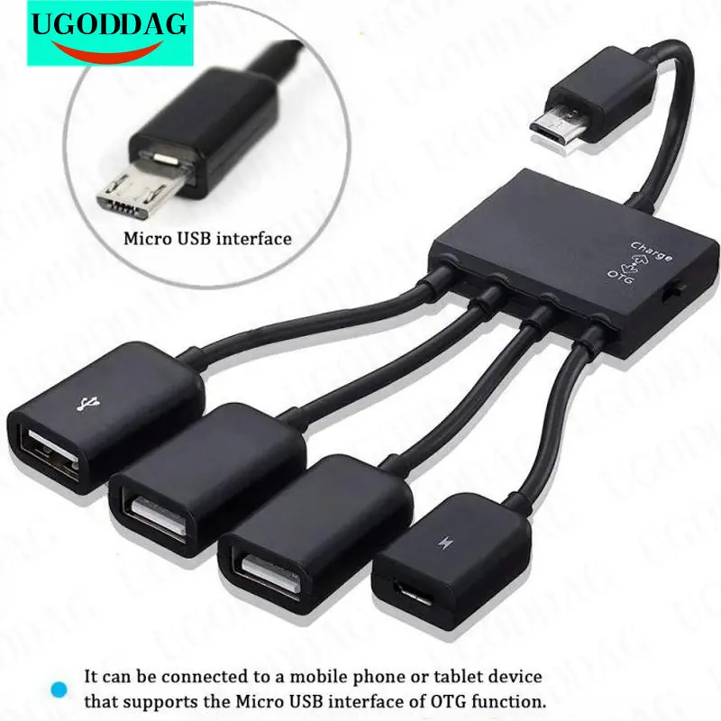 

4 порта Micro USB 2,0 HUB 4-в-1 OTG Hub кабель адаптера питания для Android телефона планшета ПК