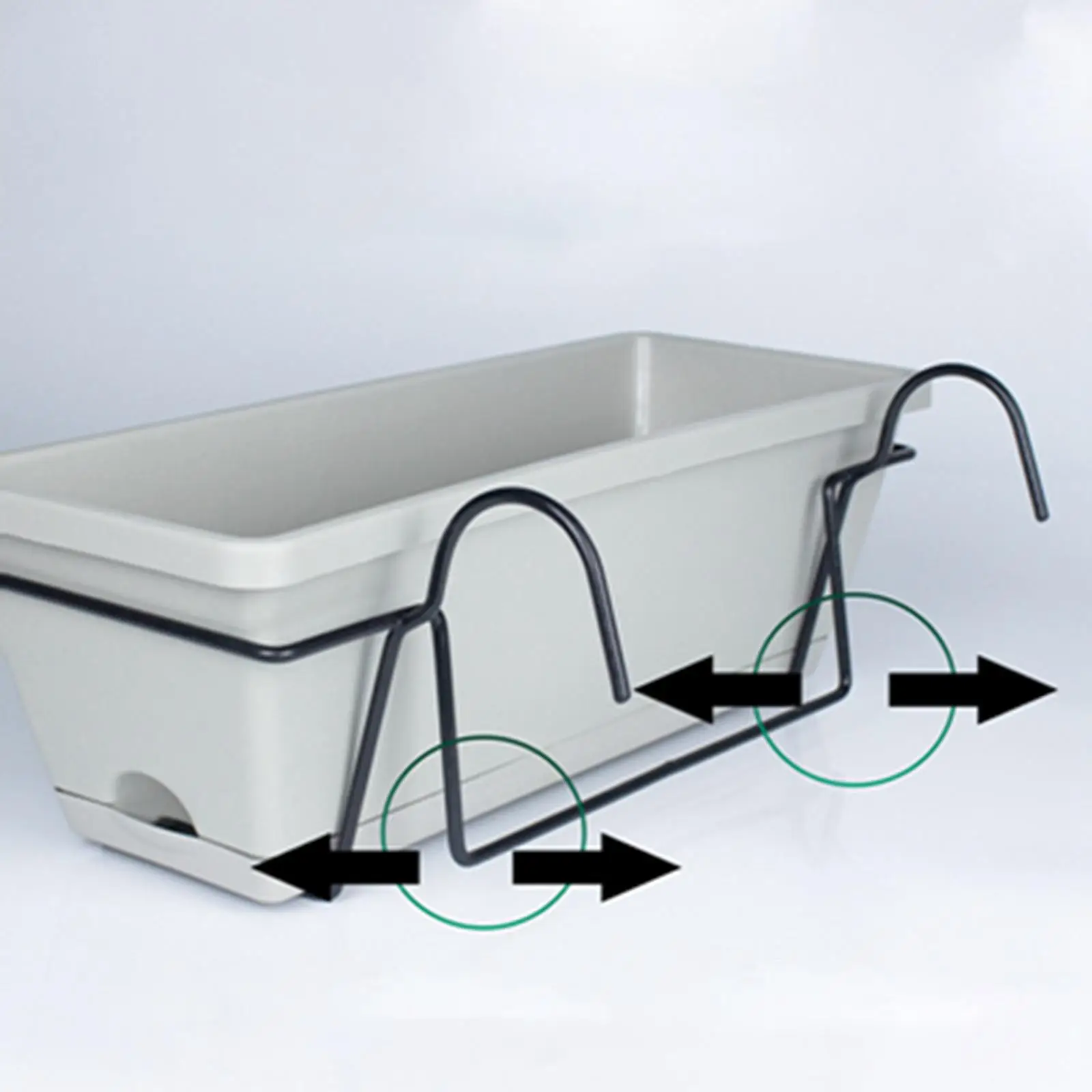 Outdoor Hanging Flower Pot Iron Planter Stand Rectangular Rail Holder for Balcony Porch Patio Fence