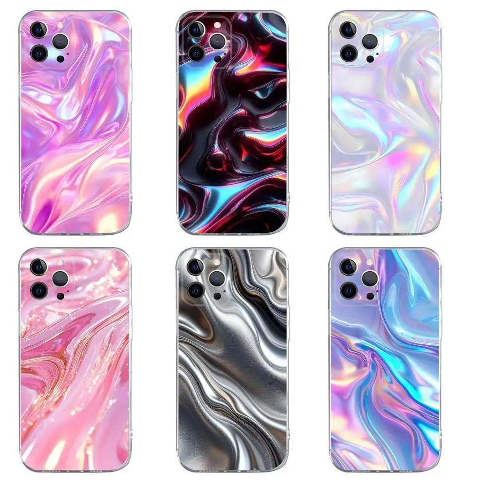 

Shiny Water Ripple Phone Case For iPhone 16,15,14,13,12,11,Pro,Max,Xs,Xr,X,7,8,Plus,Mini Silicone Clear Cover