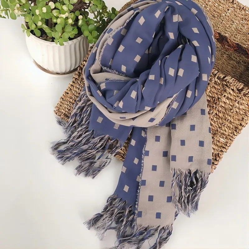 Winter Keepwarm Cotton double-sided Small Square Patterned Thickened Scarf Shawl