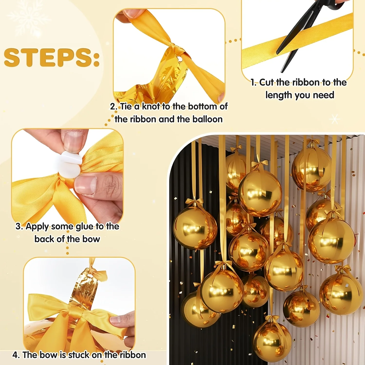 Large Golden 4D Mirror Balloons Suitable for Birthdays Parties, Carnivals - Elegant Glossy Mirror for Ceiling Decorations - view 4