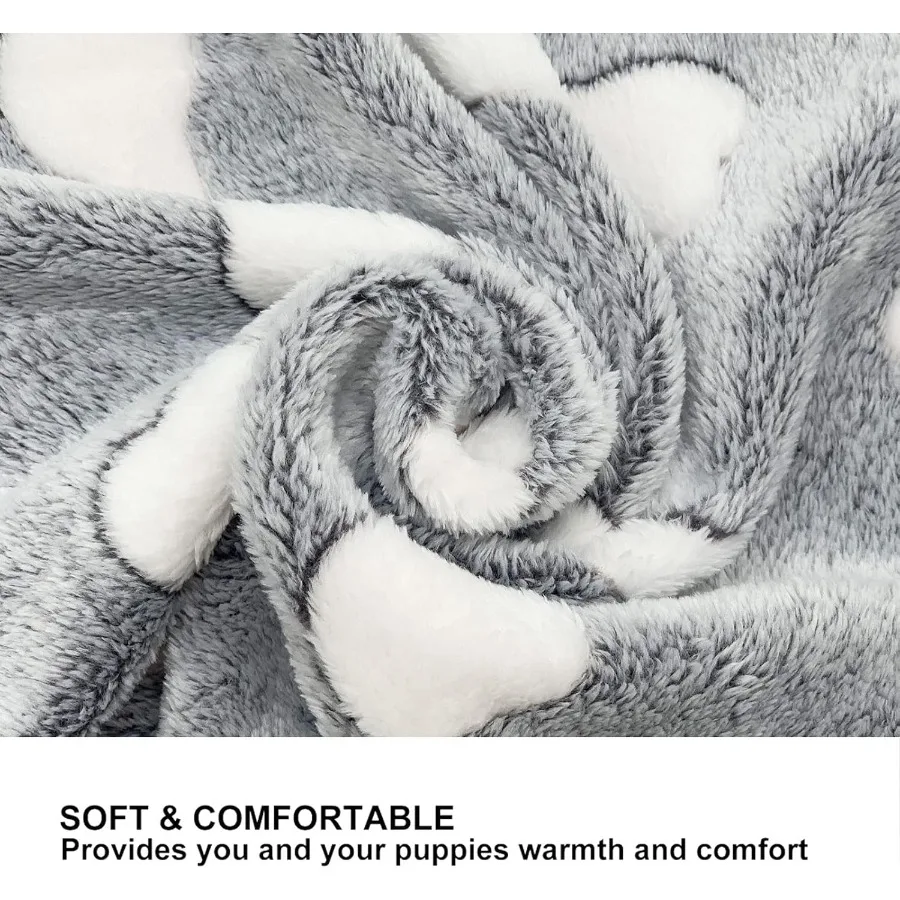 1 упаковка, 3 одеяла для щенков, супермягкий теплый коврик для сна, серое милое одеяло с принтом, пушистое флисовое одеяло для домашних животных, фланелевые одеяла для собак