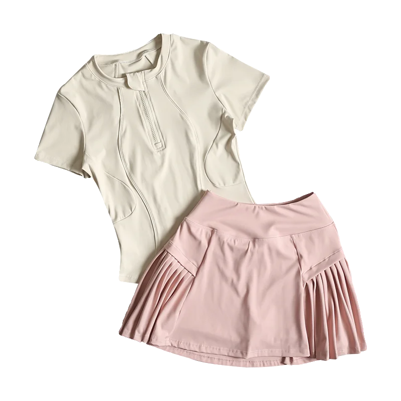 Traje deportivo para correr para mujer, novedad de verano 2025, tenis de alta gama, top de yoga con media cremallera, traje de fitness para bádminton