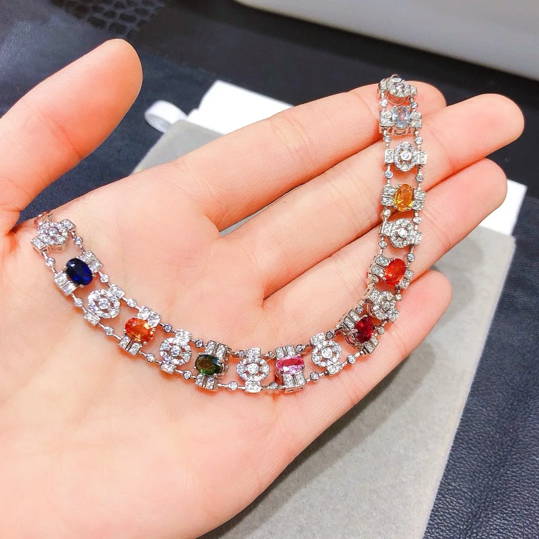 

Браслет из серебра 925 пробы с натуральным необычным сапфиром, прозрачные бусины из драгоценного камня 5А 4x6 мм с сертификацией, роскошные цветные украшения