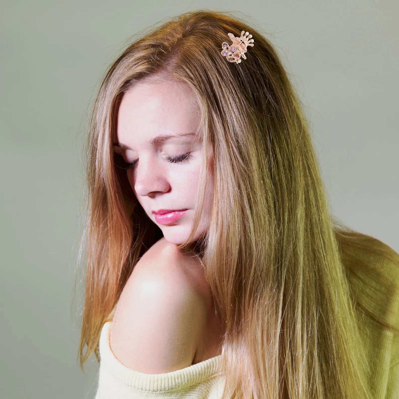 

12Pcs Rhinestone Hair Clips Vintage Flower Jaw Clip Mini Metal Claw Barrette Grip Hair Accessories for Women Girls Stylish