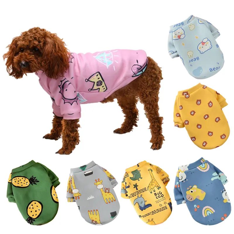 Small Pet Dog Clothes Vest Down Coat Cartoon Cute Pet Chihuahua T Shirt Puppy Yorkshire Terrier Puppy Bulldog Ropa Perro