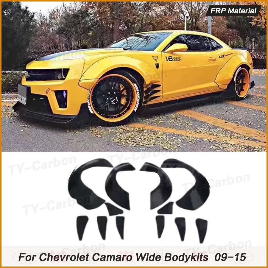 Para Chevrolet Camaro Kit de carrocería ancha guardabarros delantero rueda de adaptación guardabarros trasero Camaro alerón de ala trasera 2009-2015 MB estilo FRP