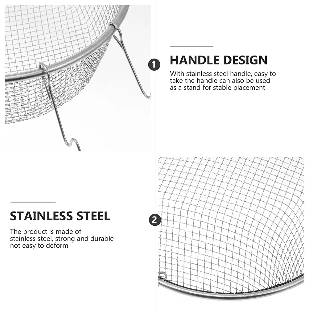 

2pcs Stainless Steel Frying Basket 20Cm Ergonomic Handle Deep Fryer Mesh Container For Chips Fish Chicken Kitchen Strainer Wire