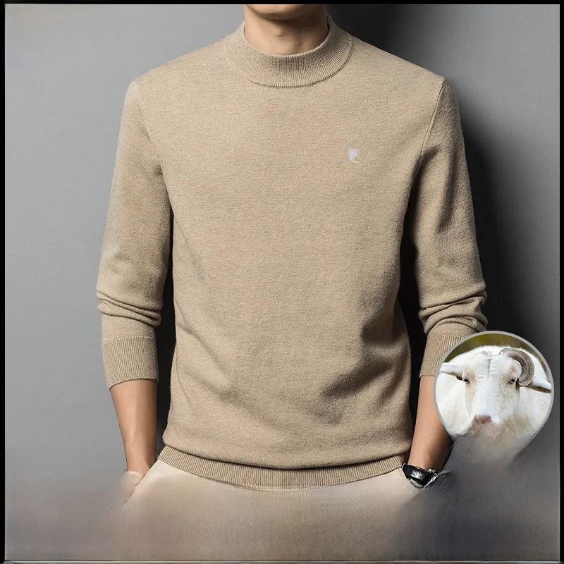 

Мужской утепленный вязаный шерстяной свитер Pierre Cardin с круглым вырезом, однотонный, теплый, для зимы, повседневный, деловой стиль