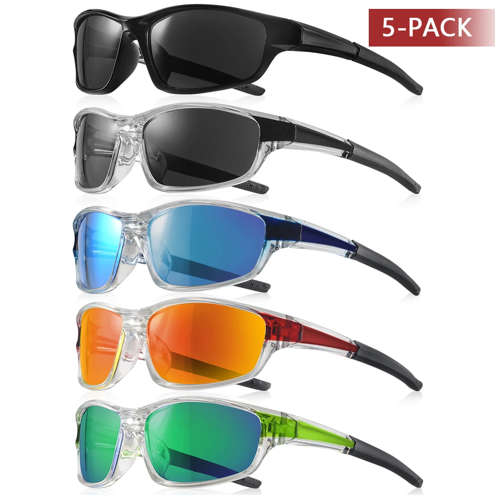 

CRIXALIS 5PCS Wrap Around Sunglasses Men Women 2025 Fashion Outdoor Sports Sun Glasses Male Anti Glare Shades Goggles UV400
