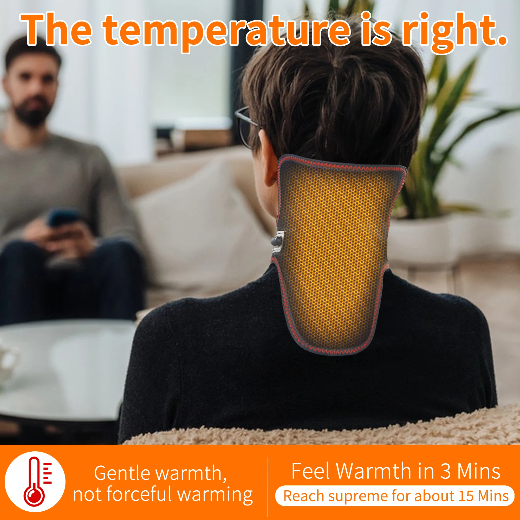 

Black Heating Neck Guard Protective Gear with Three-Speed Temperature Adjustment Universal Left Right USB Plug Braces Supports