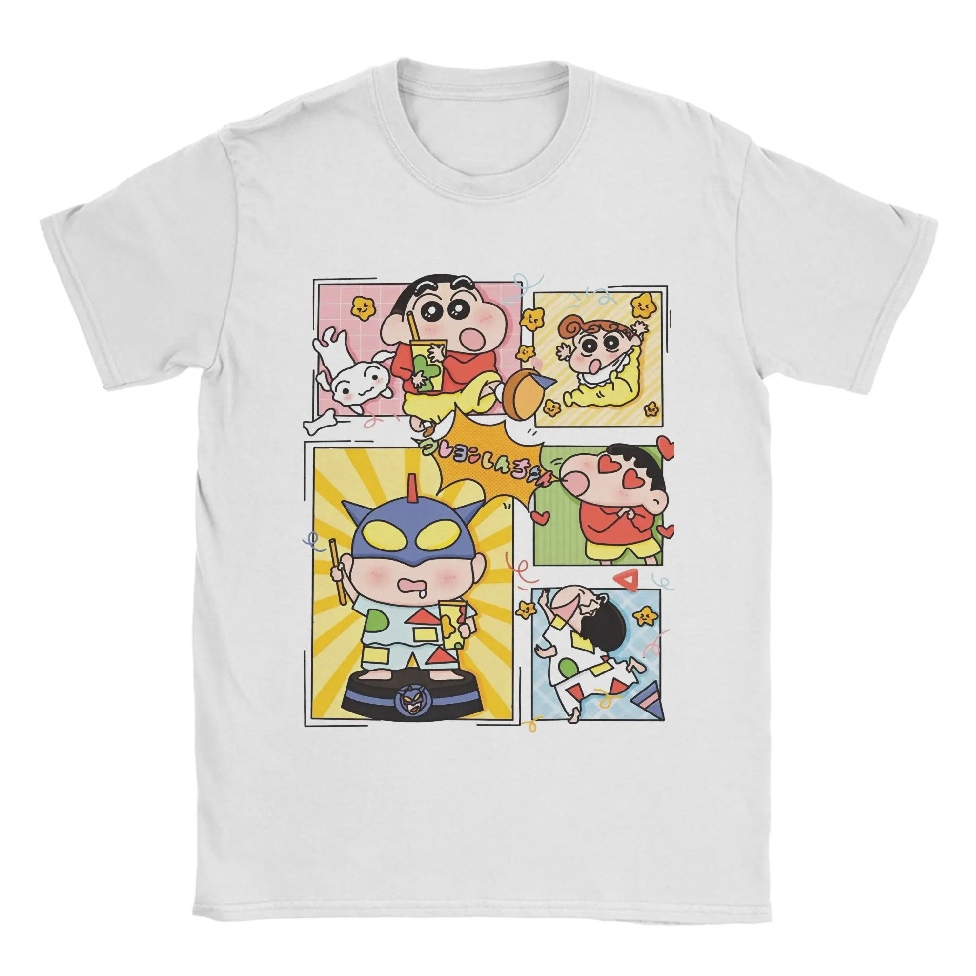 Vintage Crayon Shin-chan T Shirt Unisex Round Neck Short Sleeve Clothes Japan Anime Cotton Summer Clothes