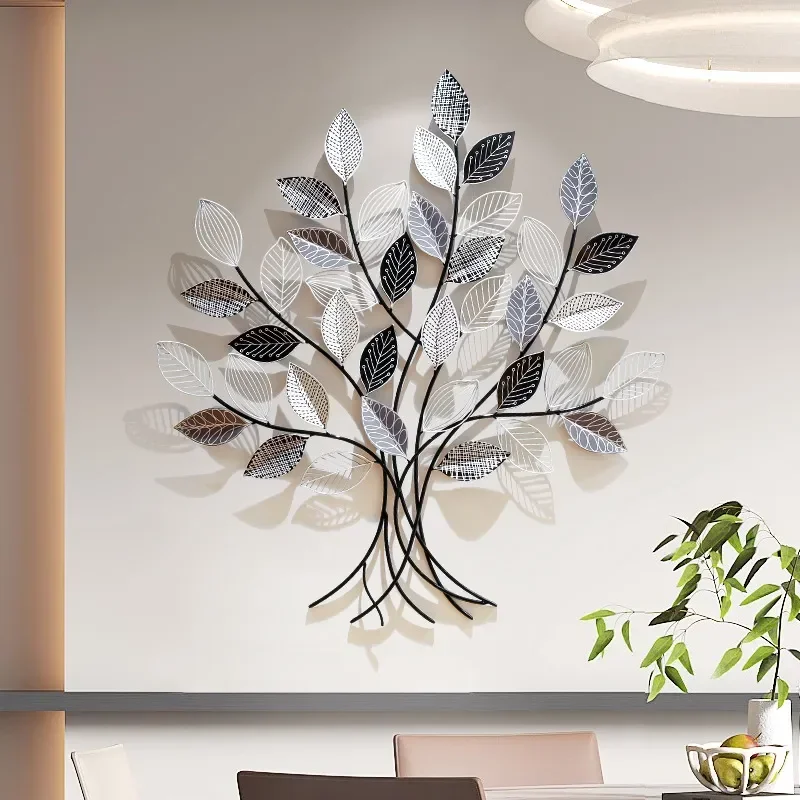 Modern Minimalist 3D Wrought Iron Plant Pendant Creative Entrance Wall Art TV Background Living Room Home Decoration