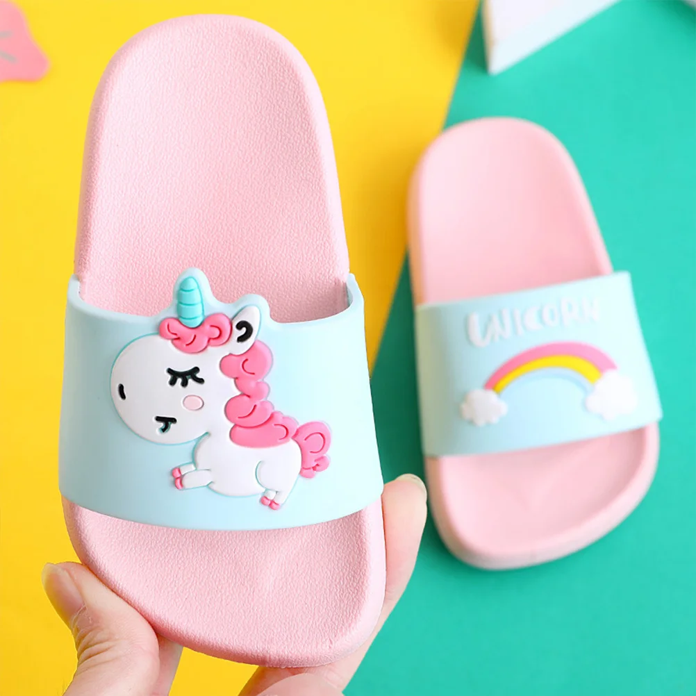 

Pink 24-25 Yards Non Slip Unicorn Slippers for Kids Soft Bottom Comfortable Lightweight PVC Material for Home and Outdoor Use