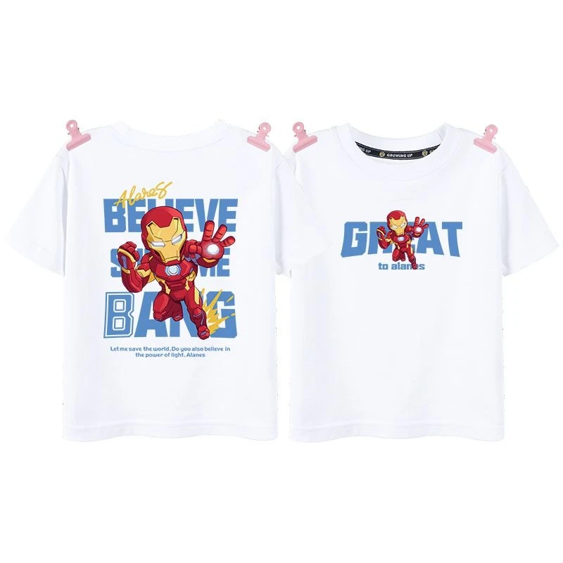 

Boys' Iron Man Short Sleeve T-Shirt 2026 Summer New, Cotton Graphic Tee for Toddler Kids Fashion Casual Top Wear