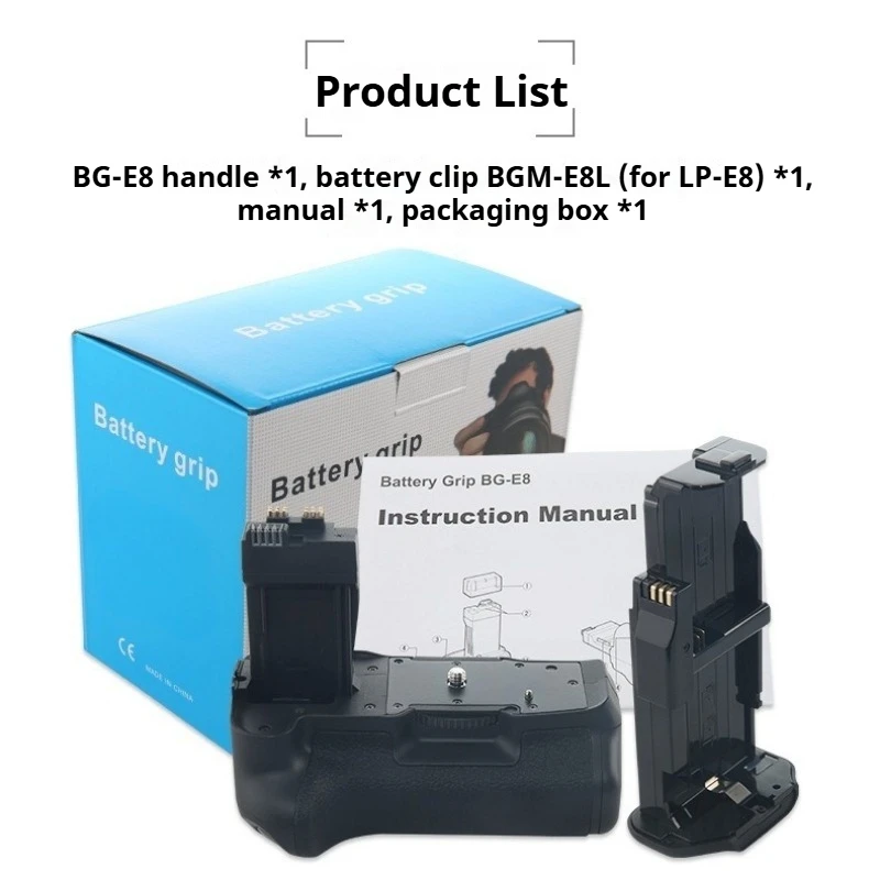 BG-E8 SLR Replacement Battery Grip Handle  for Canon EOS 600D 650D 700D 550D/ Rebel T2i T3i T4i T5i SLR Cameras