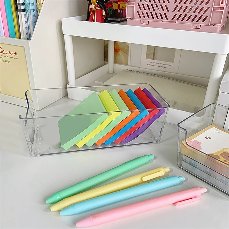 Acrylic Transparent Storage Box Student Desktop Stationery Sticky Note Book Tape Large Capacity Organizer Box Office Supplies