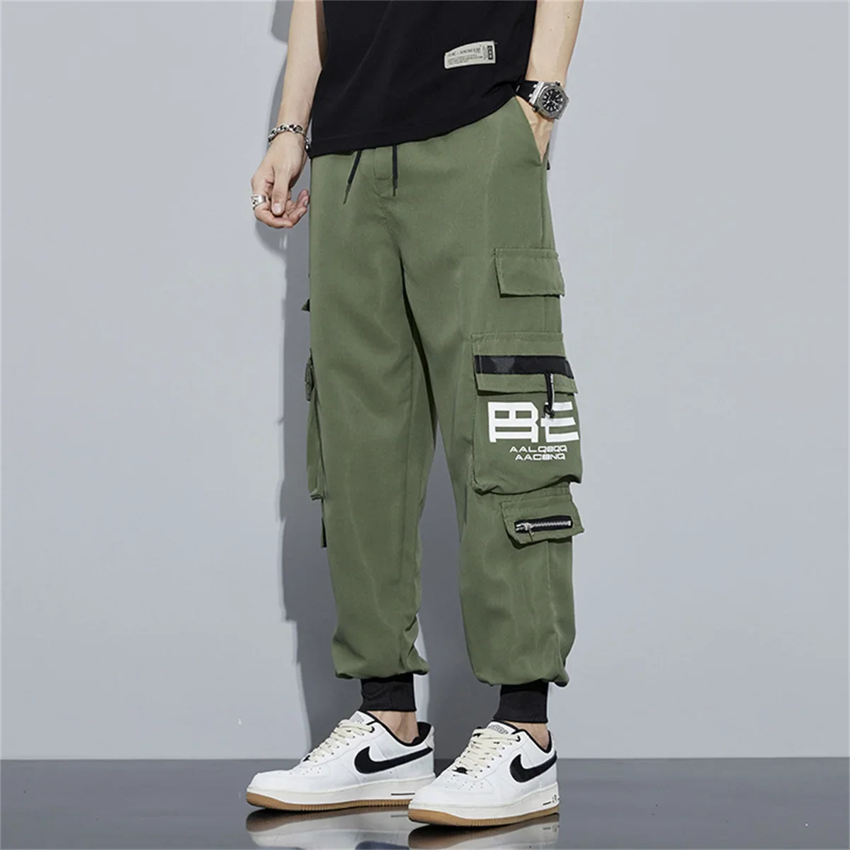 

Новые черные брюки-карго с несколькими карманами на шнурке, мужская повседневная верхняя одежда, брюки на лето и осень, уличные спортивные штаны в стиле хип-хоп для мужчин и женщин