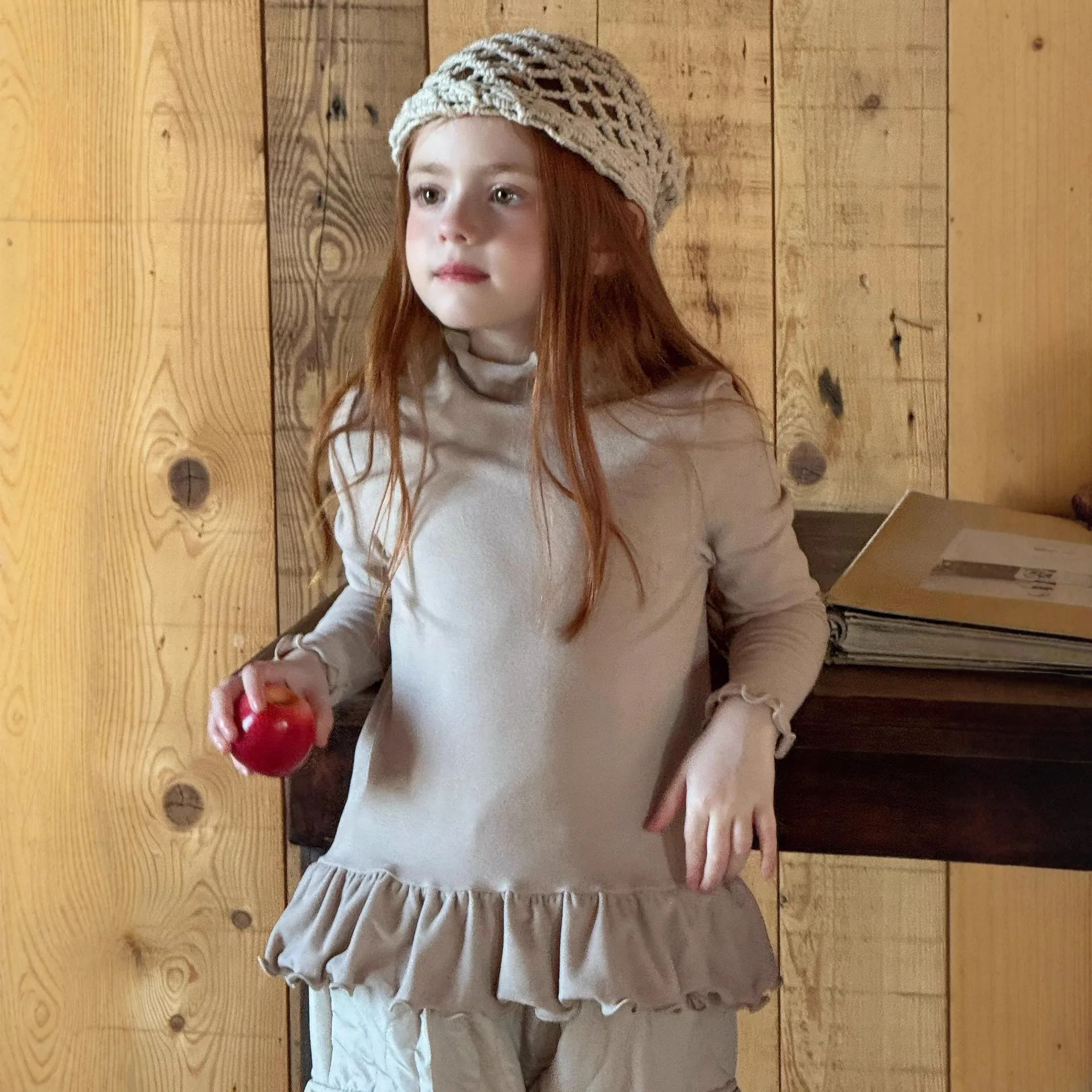 2025년 신상 가을 겨울 아동복 여아 두꺼운 벨벳 이너 셔츠 다용도 니트 이너 탑