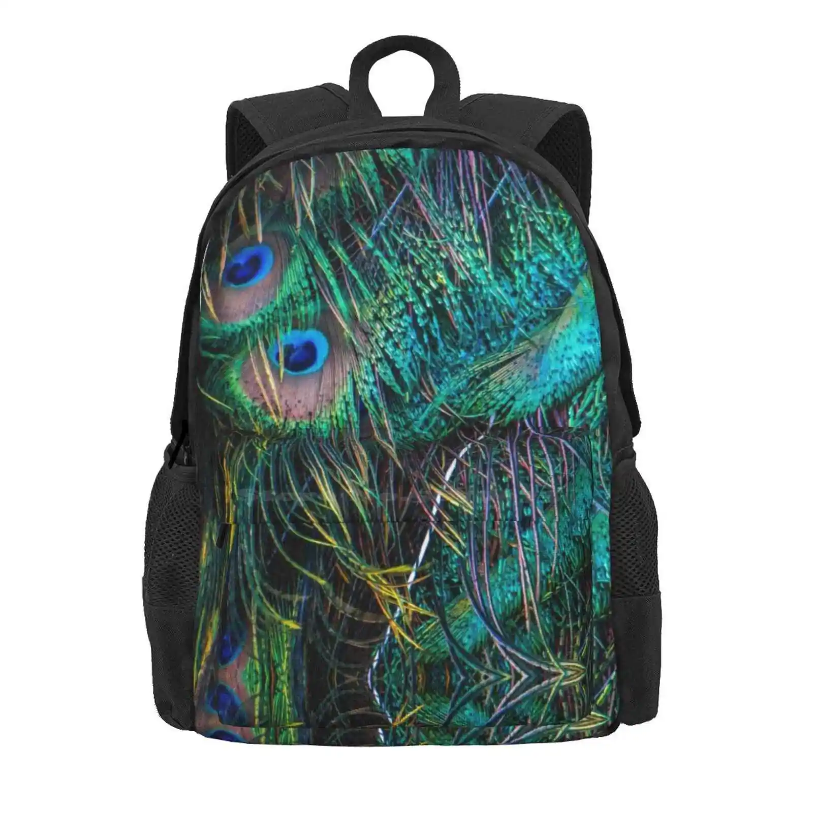 Peacock Feathers Hot Sale Schoolbag Backpack Fashion Bags Peacock Animals Birds Nature Green Purple Blue Feathers Beauty