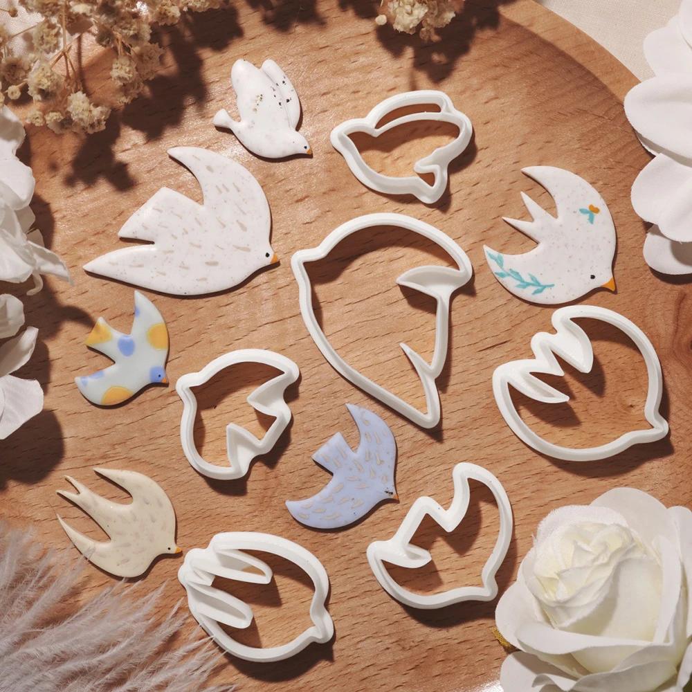 

6pcs/set Jewelry Making Kit Bird Shape Polymer Clay Cutters Cute Soft Pottery Clay Mold DIY Earrings Necklace Cutting Tools