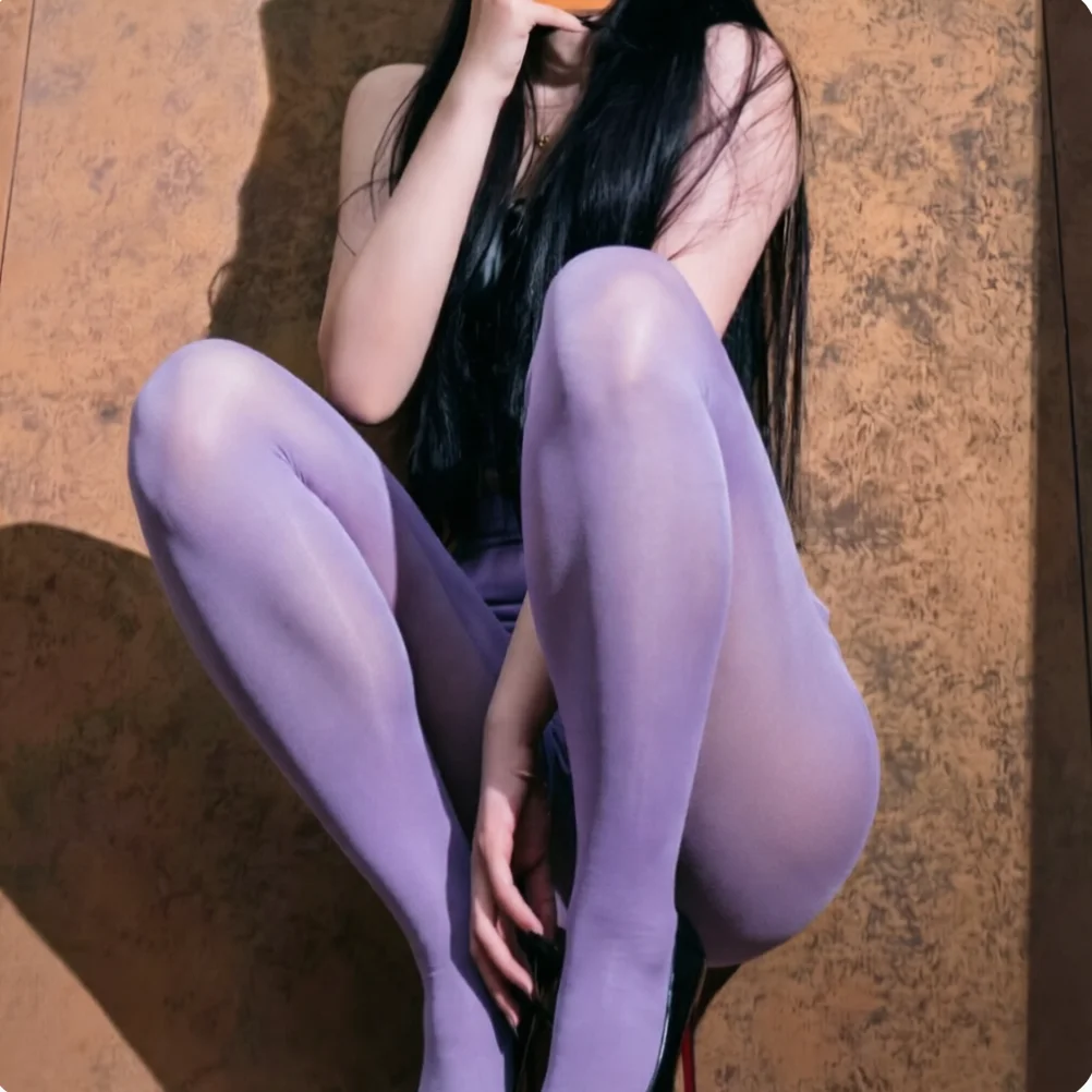 Freedom Purple Oil-shiny Closed-crotch Pantyhose Silky Transparent Tights Underwear Thigh Hosiery Pink Body Stockings for Women