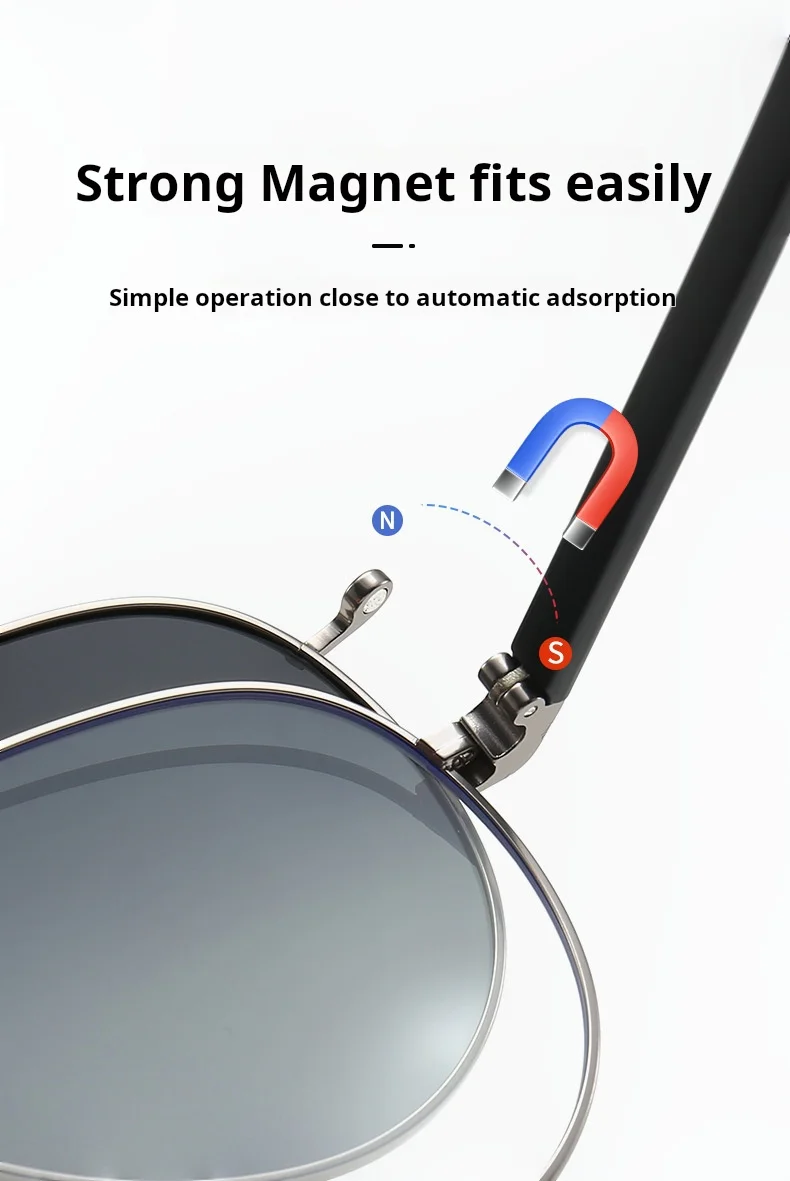 YIMARUILI Herren Pilot Polarisierte Magnetische Clip-On Brille Retro Große Größe UV400 Optische Brillen Rahmen Frauen 8618 – Detail 4