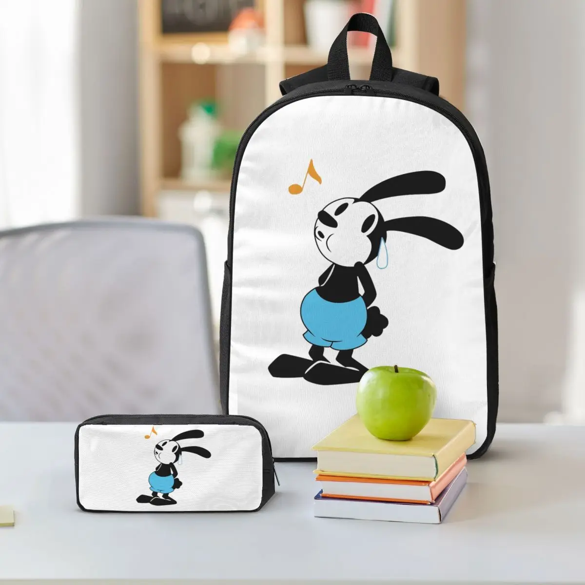 Nervous Oswald Backpack Student BookBag School Bag Shoulder Bags 3ps Insulated Lunch Bag Pencil Case