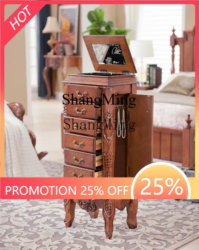 

FGgood-lookingPremium Exquisite Solid Wood Bedroom Locker Retro Furniture Carved Clean Drawer chest of drawers