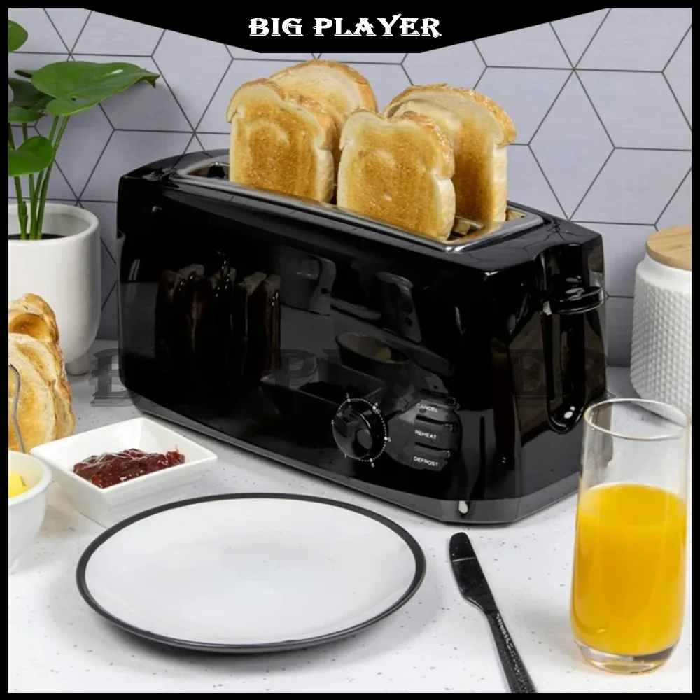 

Long Slot 4 Slice Toaster 6 Toast Settings Toaster Defrost Reheat Cancel Functions Slide Out Crumb Tray Extra Wide Slots EU