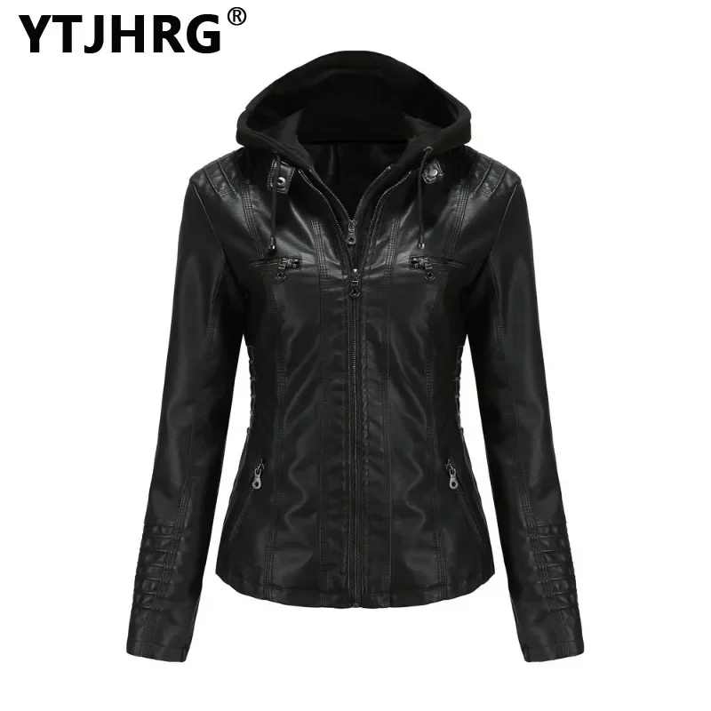 YTJHRG Women\'s Jackets Winter Coats Removable Hooded Two-piece Set Female Clothing Autumn Ladies Zippers 2024 New with Pocket