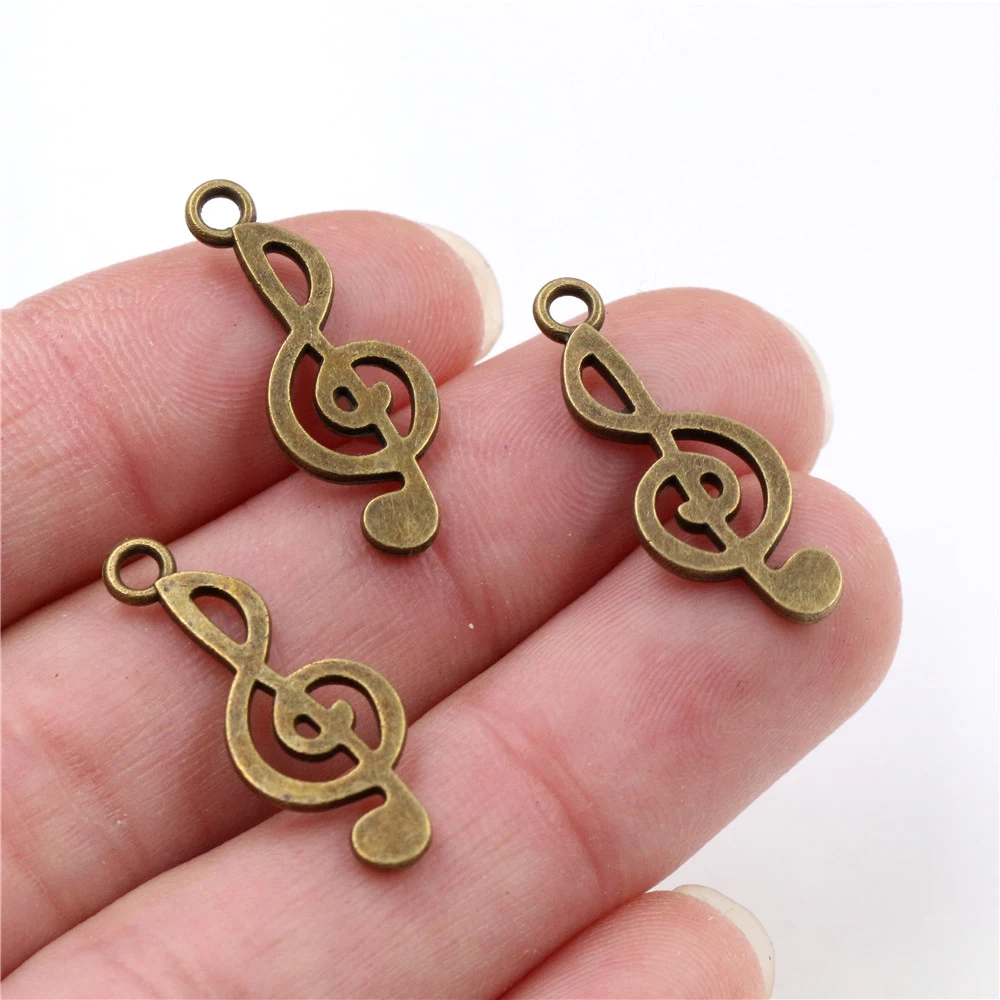 26x10mm 20pcs Antique Silver Plated and Bronze Plated Music Handmade Charms Pendant:DIY for bracelet necklace