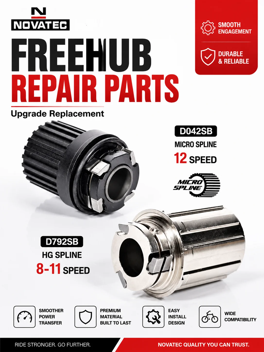 AliExpress NOVATEC Novatec D042SB D792SB D412SB Freehub Body HG 8-11S MS 12S Micro Spline Bicycle Hub Cassette Repair Upgrade Replacement