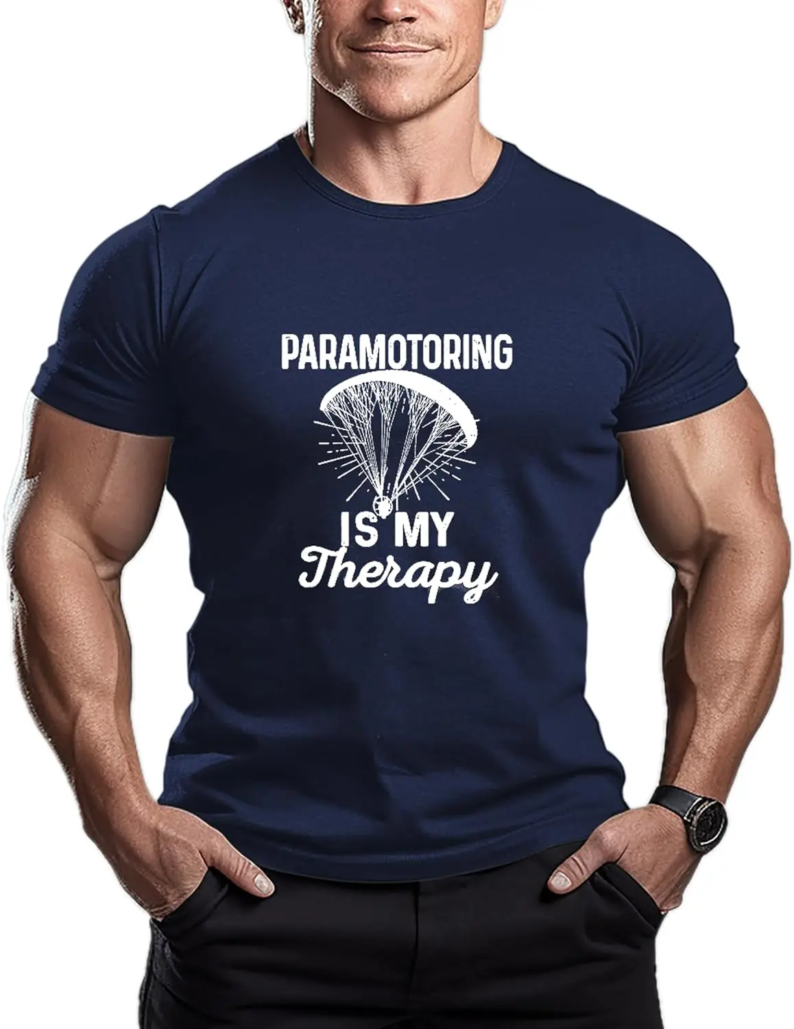 Paramotoring is My Therapy - Mens Bodybuilding T-Shirt - Gym Training Top Fashion Workout Shirts Hipster Shirt