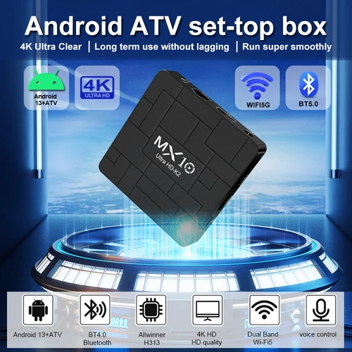 Allwinner H313 MX10 K2 decodificador TV Box Corte-A53 1,5 GB RAM 8 GB eMMC Flash Wi-Fi 2,4G/5G Smart Home Theater Smart TV Box