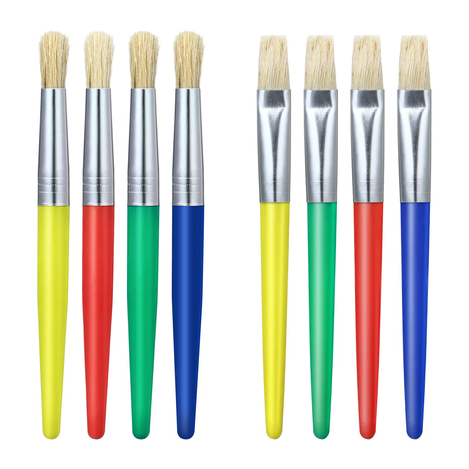

8Pcs Painting Brush Kit Round Tip Flat Tip Brushes for Beginners Students Artists Comfortable Plastic Handle Art