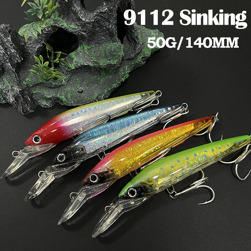 

50g 140mm Sinking Minnow Sea Fishing Lures Ocean Trolling Artificial Bait Deep Diving Twitchbait Wobbler for Saltwater Equipment