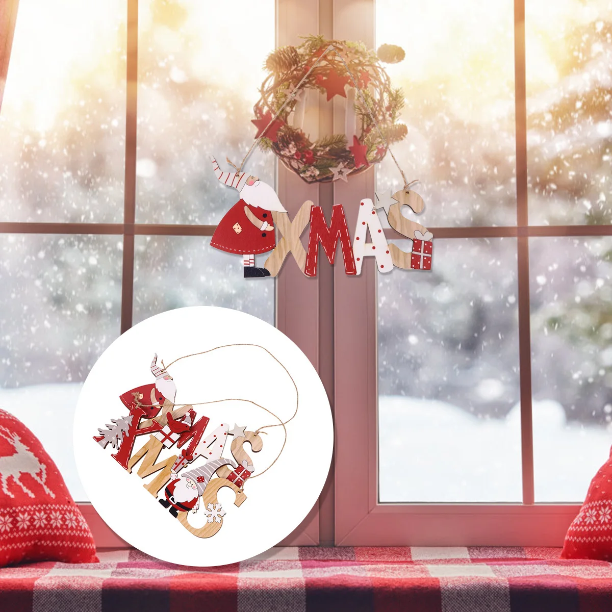 2 قطعة علامة خشبية معلقة عيد الميلاد باب ديكور الاطفال هدية عيد الميلاد مجلس الخشب الجدار الديكور احتفالي حلية قلادة الرياح الرنين المنزل