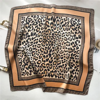 Fashionable 70*70cm Leopard Print Scarf For Women Spring/summer Soft Satin Borders Square…