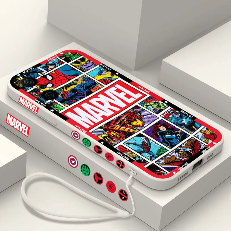 Marvel Avengers Poster For Xiaomi Redmi Note 13 12 12Pro 11 11S 11T 10S 10 Pro Plus 5G Liquid Left Rope Phone Case