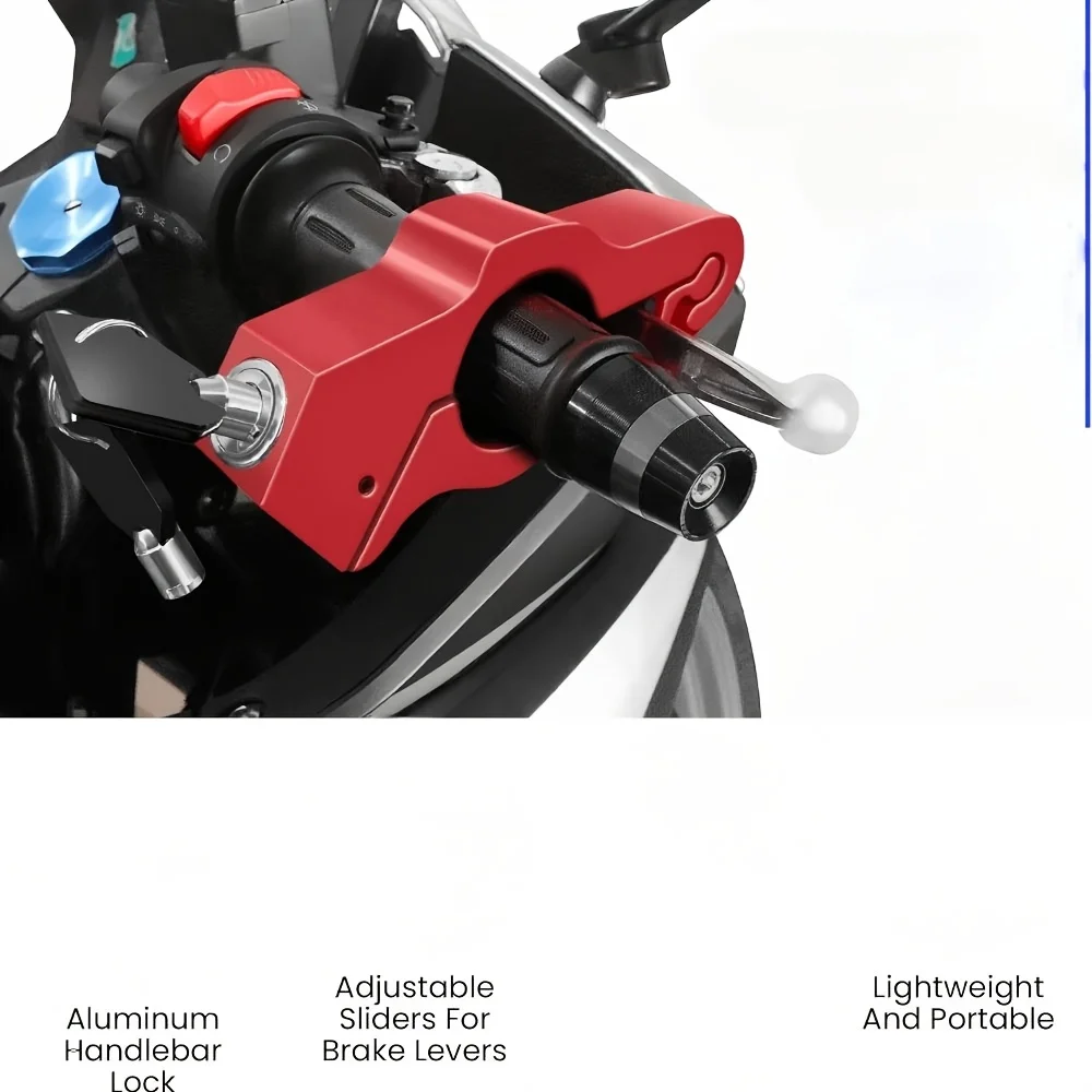 Aluminum Alloy Motorcycle Handlebar Portable Throttle Brake Lock No Battery Security Motorbike Electric Scooter Bicycle Safety view 3