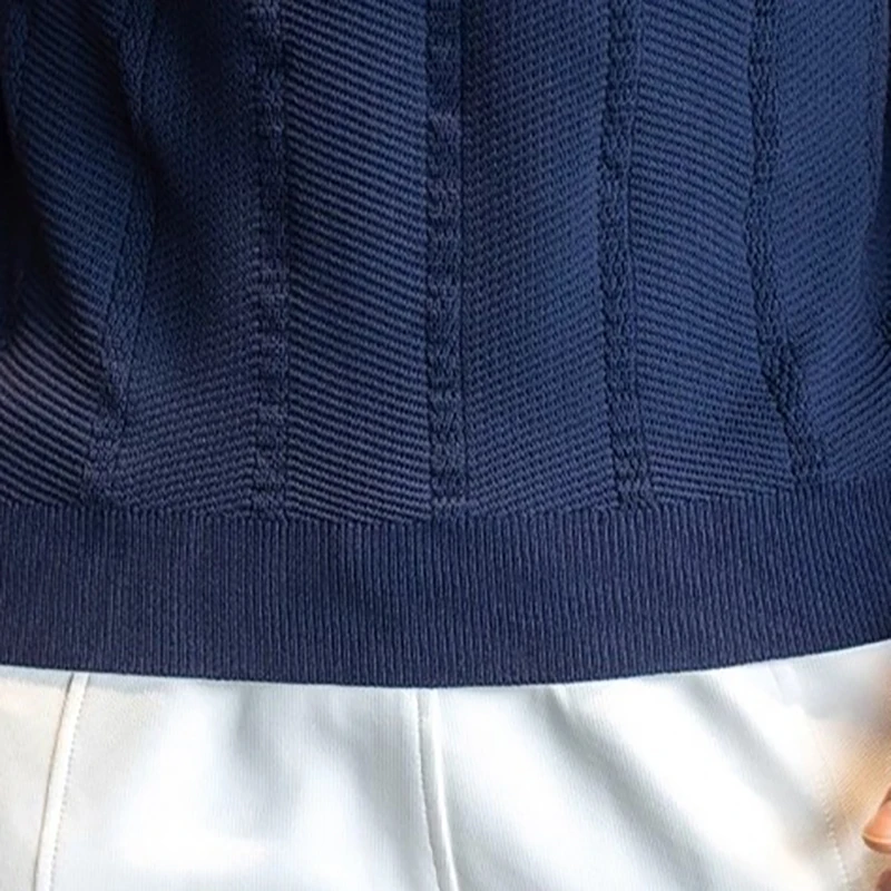 Sommer Business Poloshirt für Herren mit Kragen, Kurzarm, Gestrickt, Einfarbig, Slim Fit, Atmungsaktiv, Schnelltrocknend, Golf T-Shirt – Detail 25