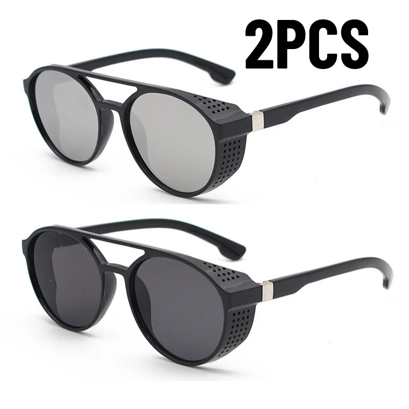 1/2PCS Classic Gothic Steampunk Sunglasses Men Women Brand Designer Shades Retro Round Driving Sun Glasses UV400 image 4