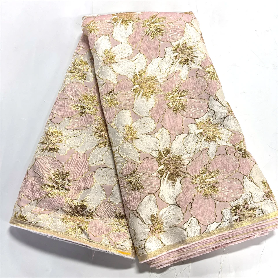 

Pink 2026 High Quality Brocade Jacquard Fabric African Organza Lace Cloth Women's French Mesh Fabric For Sewing Dress VMH5082