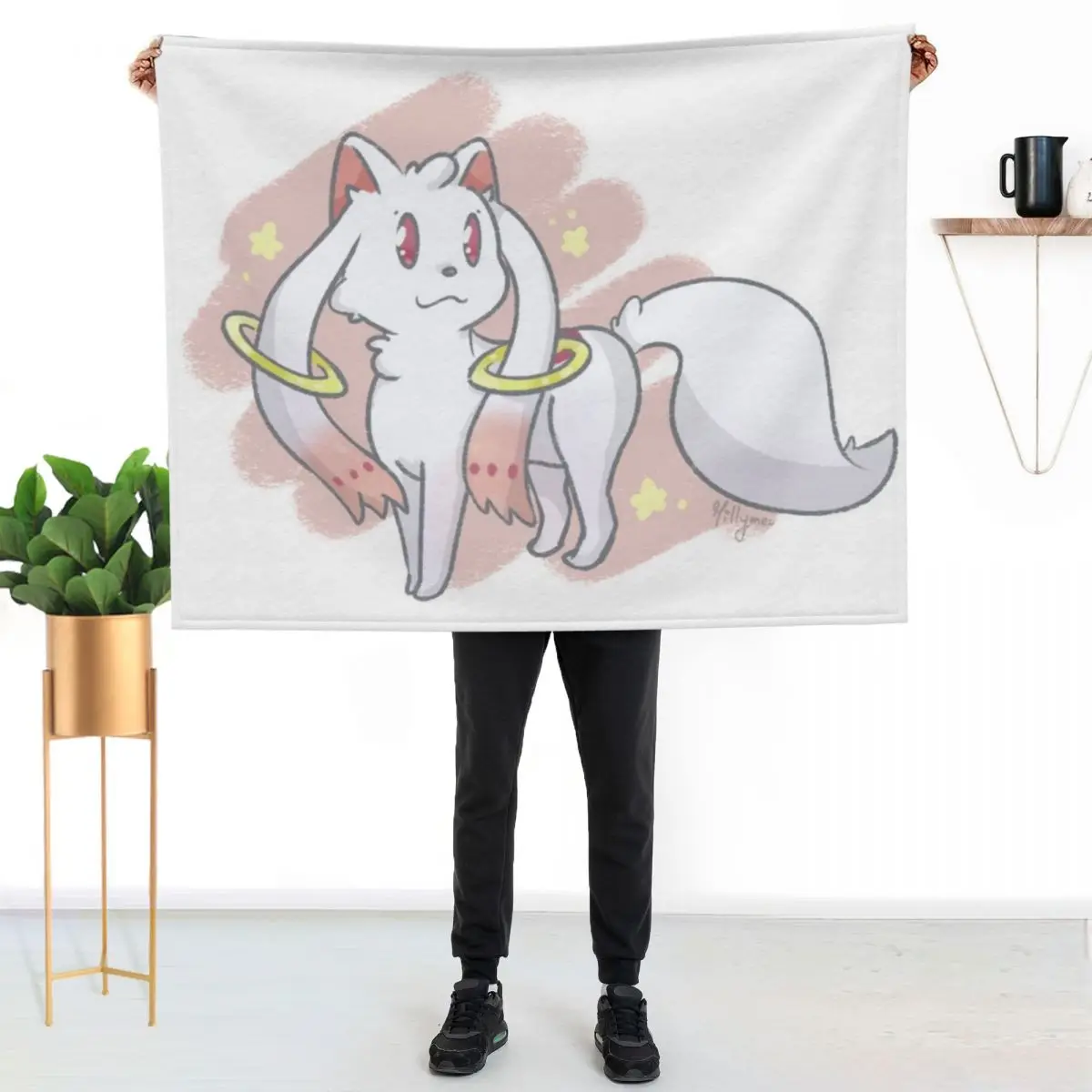 Kyubey - Madoka Magica Throw Blanket Beautifuls Bed Fashionable Soft Plaid warm for winter Camping Bed linens Blankets