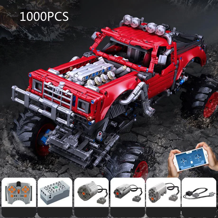 1:16 Scale Technical Monsters Build Block W16 4X4 Pickup Truck Radio 2.4ghz Remote Control Vehicle Brick Toy Rc Car With Light