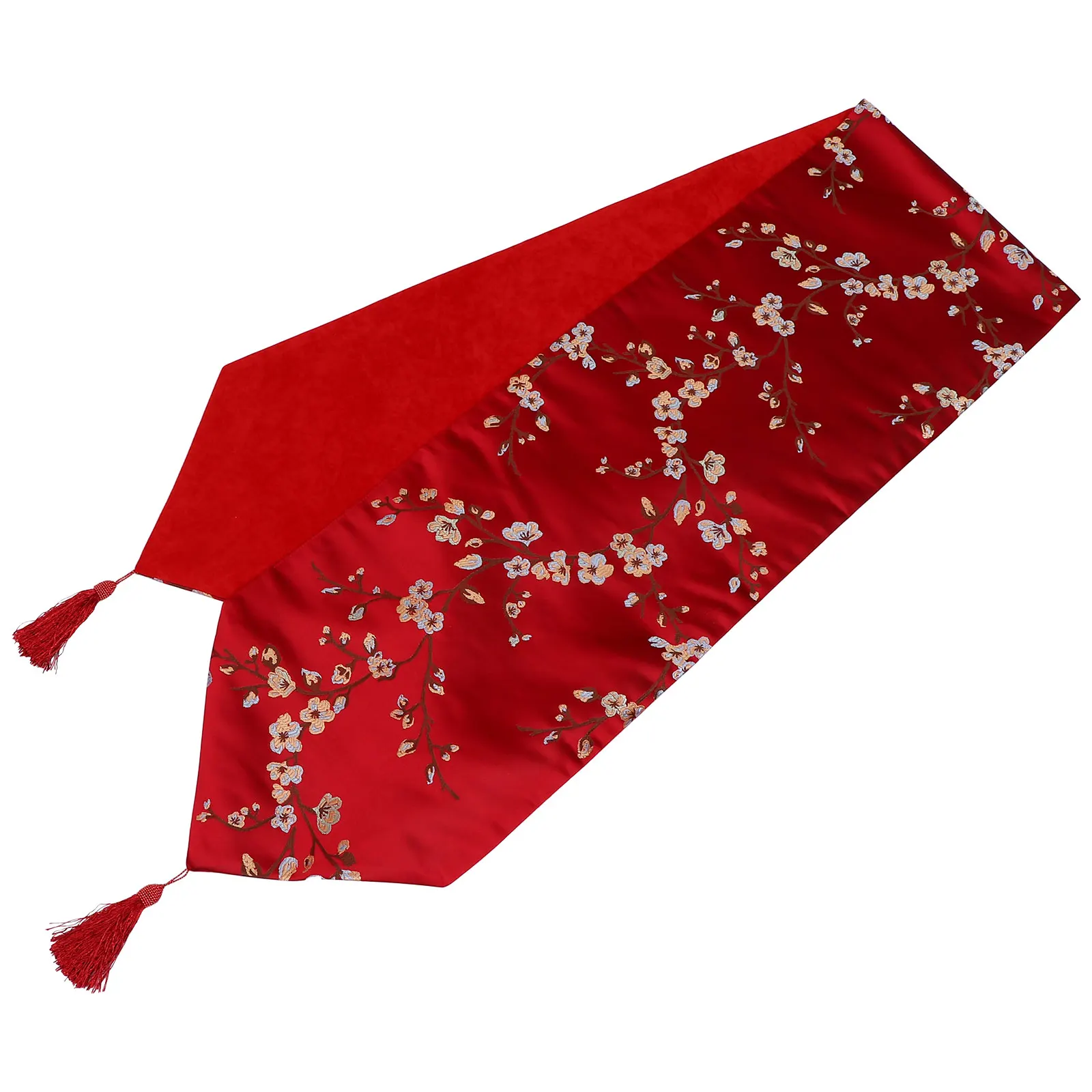 

Table Flag Cloth Chinese Style Blossom Runner Polyester Decorative Tablecloth Festival Party Home Banquet Dining Room Flower