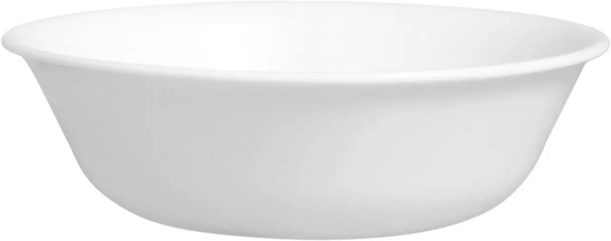 

4-Piece 18-Oz Soup Cereal Bowls, Chip Crack Resistant Glass Dinnerware Set in Winter Frost White