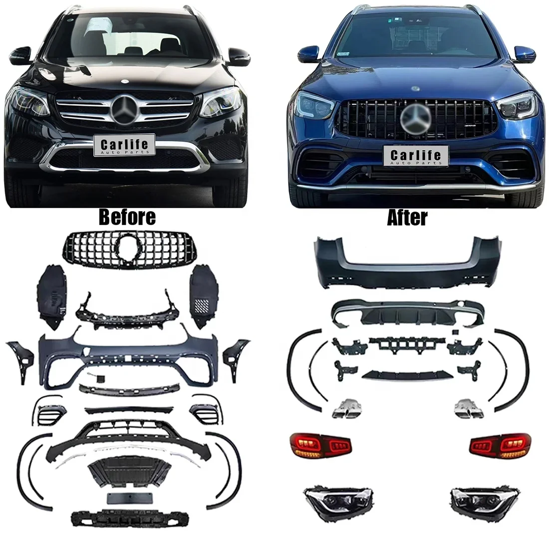 Car Body Kit For Mercedes Benz GLC X253 GLC200 GLC250 GLC300 2015 2016 2017 2018 2019 Upgrade 2022 GLC63 Model