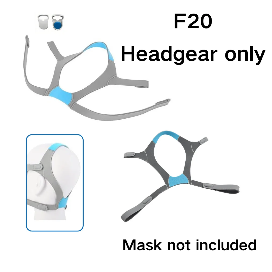 2 Pack AirFit/AirTouch F20 Full Face Replacement Headgear, Adjustable Mask Headband 4 with Clips - Medium/Standard, Blue